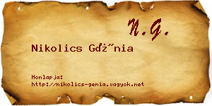 Nikolics Génia névjegykártya